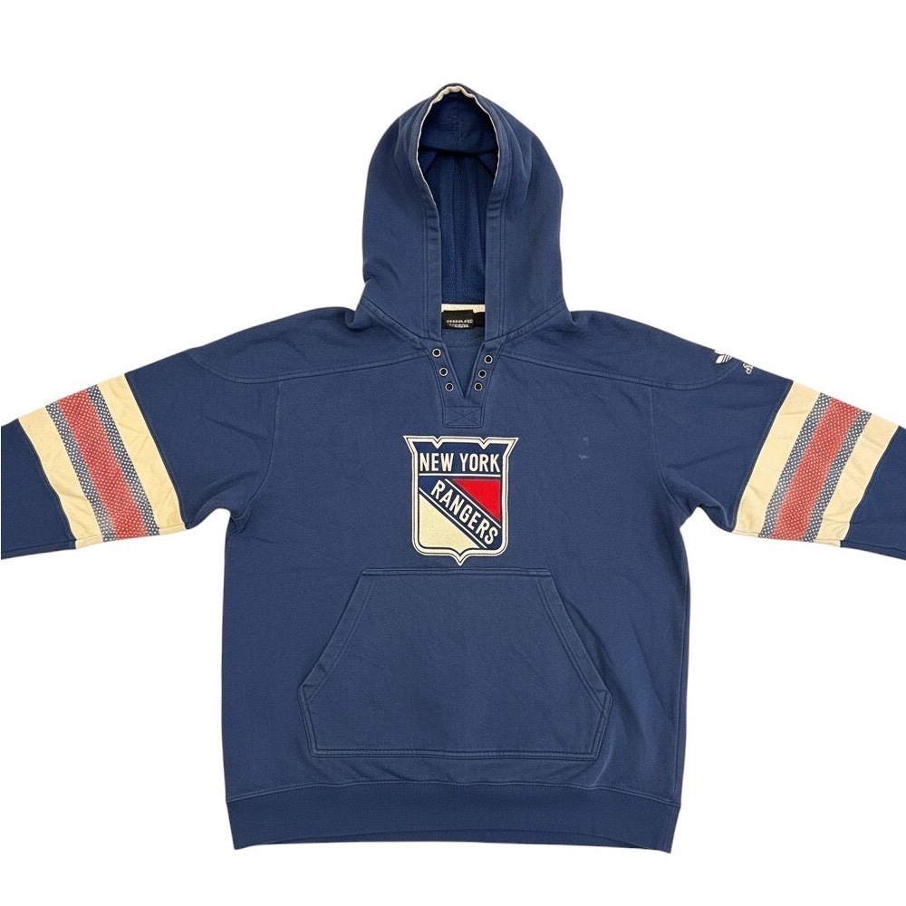 Adidas New York Rangers Hoodie Navy Blue Embroidered Logo Mens XL M195